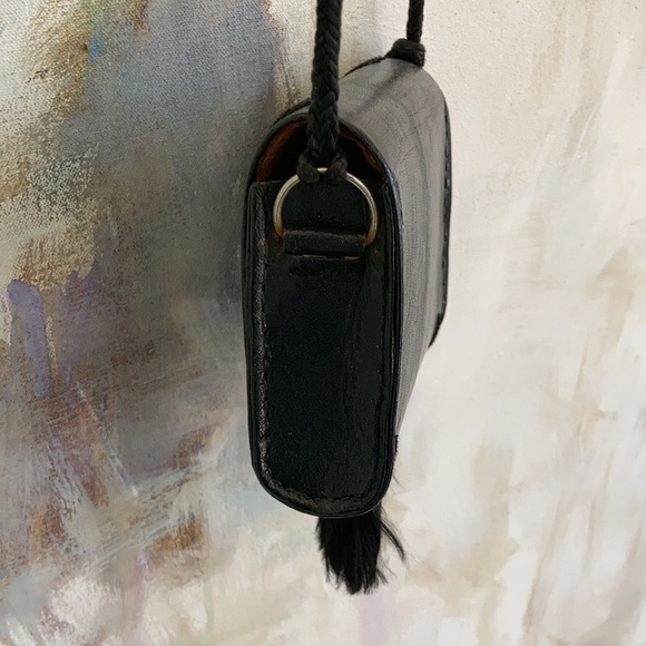 VINTAGE 5” x 5” crossbody bag hand made in Morocco leather, silk embroidered - Picture 4 of 16